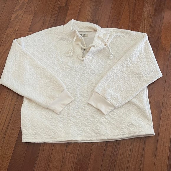 Madewell Quilted Ivory Pullover Sweater N1073 Size XL Extra Large New - Picture 9 of 13